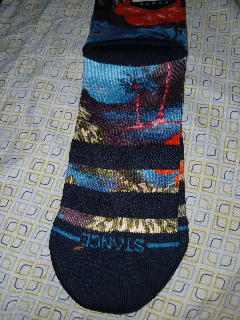 Stance Men's Casual Floral Crew Socks - Blue/Orange